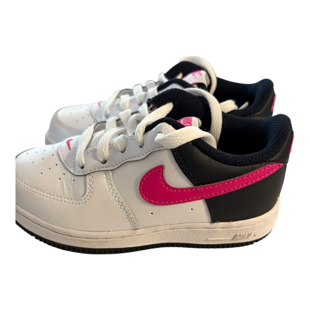 Nike Kids White and Pink Force 1 Sneakers